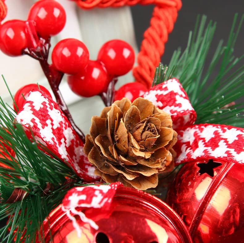 Божиќен украс, рестарти во облик на starвезда што виси украс со прекрасни bellвона лак Холи бор конус за украси за забави на Божиќ