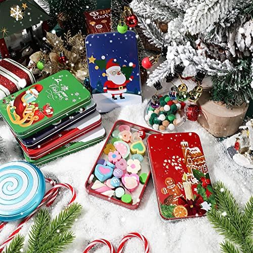 12 Парчиња Божиќна Подарок Картичка Калај Кутии Разни Обрасци Мала Кутија Празничен Поздрав Подарок Картичка Држач За Божиќна Подарок Картичка