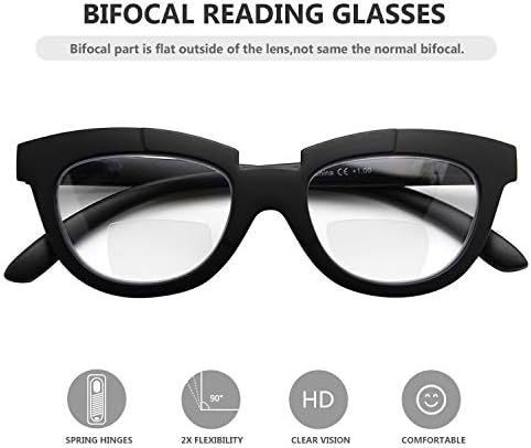 Очила за бифокално читање на очила со 5 пакувања, жени со половина месечина бифокални читатели