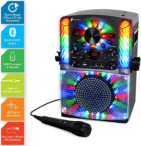 Машина за пеење SML625BTBKD Караоке машина, преносен Bluetooth CD+G Karaoke System, црна