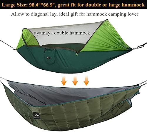 Ајамаја единечна и двојна хамак поттикната целосна должина голема големина под јоргани за хамакови, кампување ранец суштински, зимско ладно