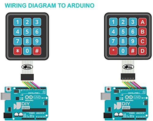Тастатура за Diyables 3x4 за Arduino, ESP32, ESP8266, Raspberry Pi, 2 парчиња