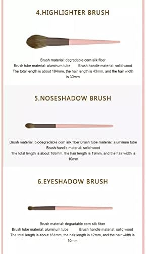 MGWYE Професионални четки за шминка Поставете 11 парчиња розова сенка за очила за мешање на прав, козметички алатки за очи на веѓи