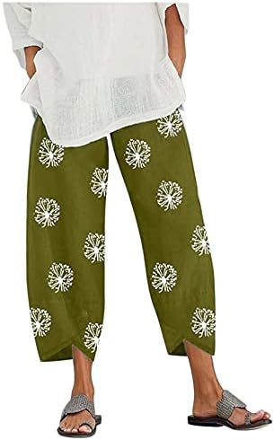 jbyrvq женски памучни постелнини панталони 2023 летни обични еластични панталони за половината се релаксираат вклопени удобни палацо панталони џемпери