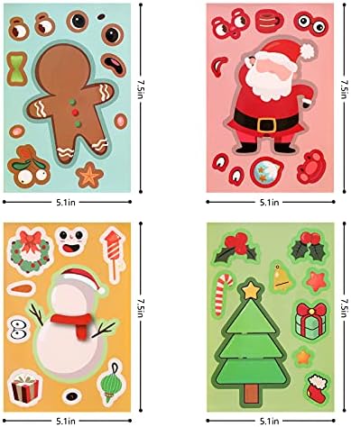 30 Пакет - Божиќна Забава Украсни Сламки-Божиќни Сламки Со Налепници За Шминка-А-Божиќ; Дедо Мраз, Елка, Сламки За Пиење джинджифилово