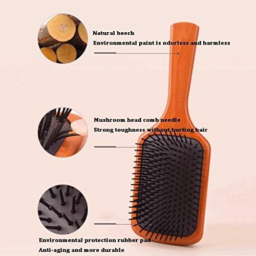 WSSBK Анти-статичка бука права коса виткање чешел дрвена рачка за масажа на влакната чешла фризери за четка за четка за четка за стилизирање