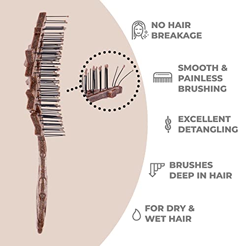 Нинабела органска четка за коса за коса за жени, мажи и деца - не влече на коса - четки за зацрвстување на косата за права, кадрава и влажна