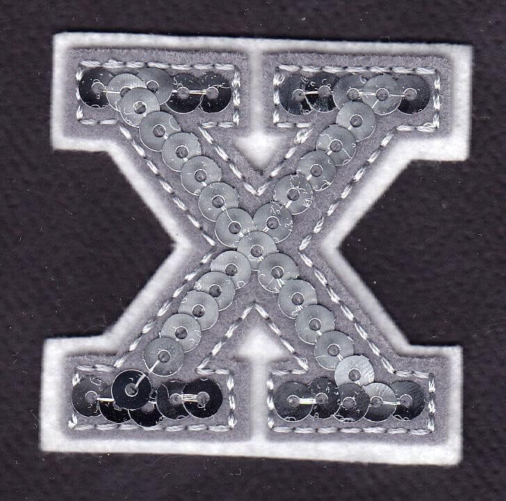 Букви - сребрена секвенца 2 буква x - железо на везена лепенка за апликација