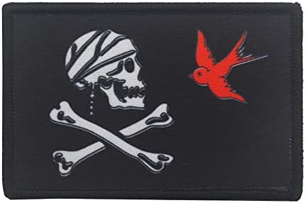 Пиратски Jackек Спароу Череп Крстбони Тактички воен везена везена прицврстувачка јамка