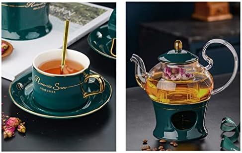 Cxdtbh Англиски Попладне Чај Чај Сет Нордиски Варено Овошје Чај Цвет Чајник Постави Свеќа Греење Керамичка База