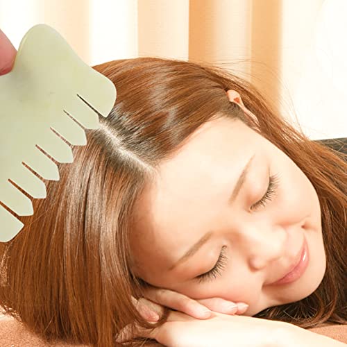Исцелен масажер со масажер на главата, масажер со глава 2 парчиња, џед камен масажа, чешла за коса Jade Масажа чешла анти-статичка коса Широк