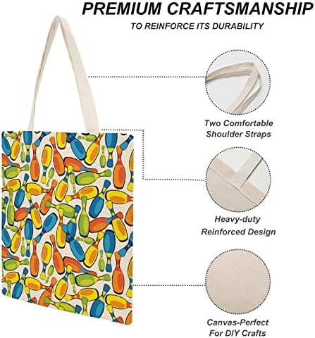 Шарена куглана смешна платна торба со рачки за намирници за купување на плажа за еднократна употреба 15 x 16 инчи