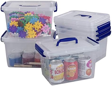 Пеки Пластична Кутија За Складирање Со Мала Рачка, 6 Литри Проѕирни Пластични Канти, 6 Пакувања