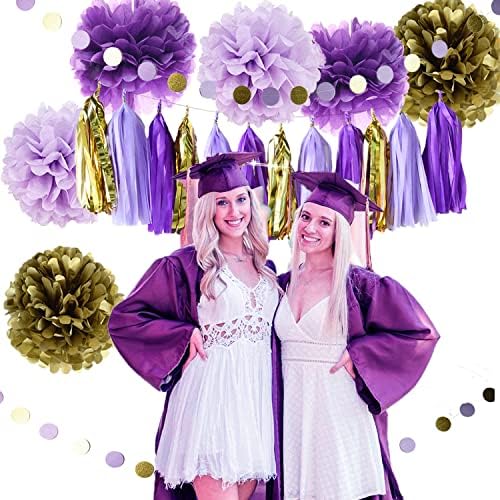 Декорации за дипломирање 2023 Виолетово злато/виолетова дипломирана забава Декорации 2023/Роденденски украси Womenените виолетова