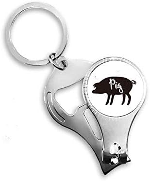 Свиња црно -бело животинско нокти, нокти прстенен клуч за шишиња со шишиња со шише