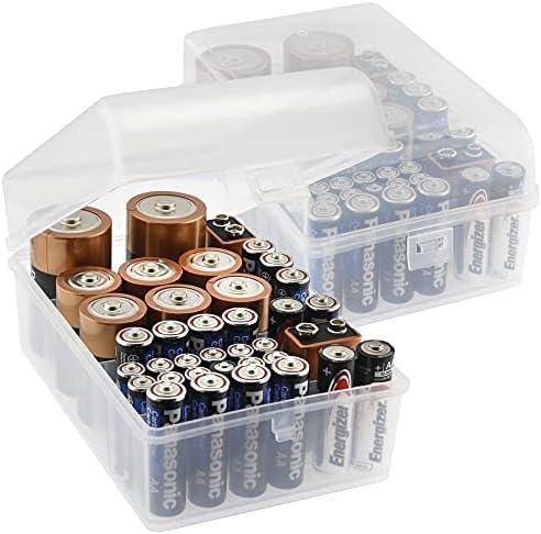 Сјаен Сет од 2, 37 Слот Кутија За Складирање Повеќе Батерии, Кутија За Складирање Батерии, Држач За Батерии, Продавници: 15 Bat Батерии, 12
