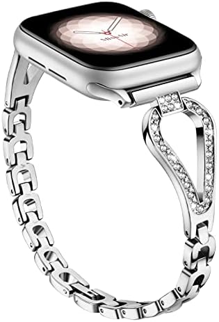 Missair Slim Band компатибилен со Apple Watch 38mm 40mm 41mm 42mm 44mm 45mm Серија 8/7/6/5/4/3/SE, женски девојки Дијамантски накит Облечен лента Фенси rhinestones Замена на нараквица за нараквица за iWat