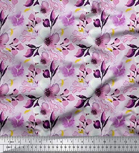 SOIMOI шиење памук Камбричен ткаенина материјал цветни печати 58 инчи широк од дворот-лаванда