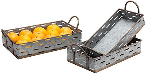 Mygift гроздобер галванизирано метално гнездење ленти за сервисирање - рустикален отворен врвен повеќенаменски отпадоци за складирање на