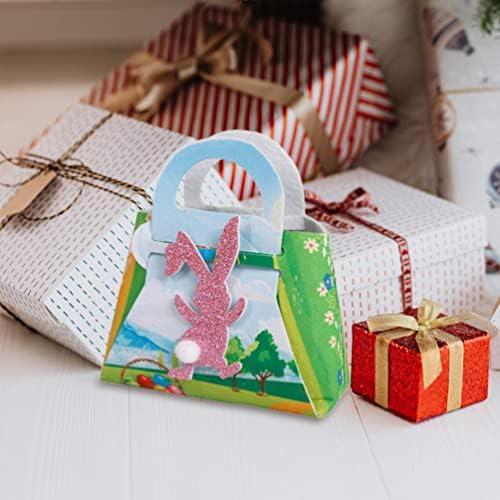 Абоофан 4 парчиња велигденски зајаче торби јајце лов корпи торбички со украси за пилиња за деца јајца лови бонбони и подароци носат корпа на Велигденска забава
