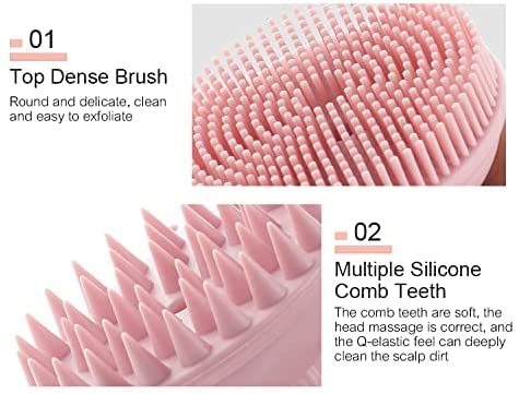 Микомбо ексфолирачки силиконо тело чистач лесен за чистење, 2 во 1 четка за бања и шампон, масажер со скалп, добро, долги трајни