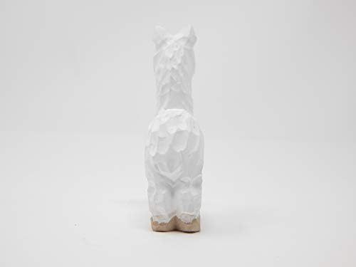 Статуа на Селсела Лама статуа алпака минијатурна забава за мало животно декор од дрво уметност скулптура