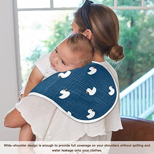 Yyzzh Cartoon Duck Model на темно сина муслинска крпа за бебе за бебе 4 пакувања памучни бебиња за миење садови за момчиња за момче