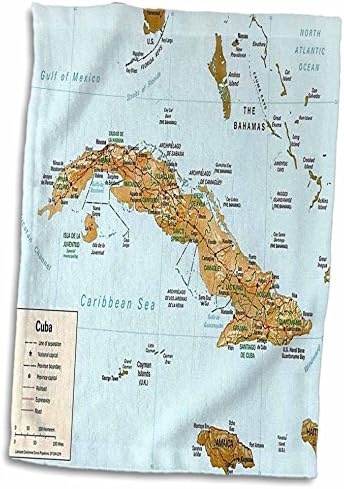 3Д роза печатење на Map of Cuba TWL_205044_1 пешкир, 15 x 22