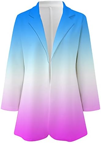 Hanенски женски печатени блејзери палто кардиган формална костум со долги ракави врвови лапели деловна канцеларија јакна блуза