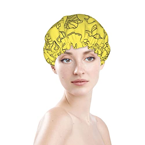 Womenените што можат да се користат затегнати капа за коса, симпатична кошаркарска кукавички двојни слоеви водоотпорна капа за бања со