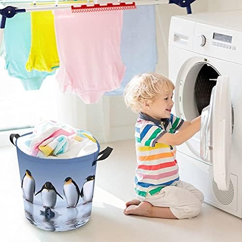 Кошница за перење FODUODUO, Пингвин, алишта за перење со рачки што може да се преклопи со валкана облека за складирање за спална соба,