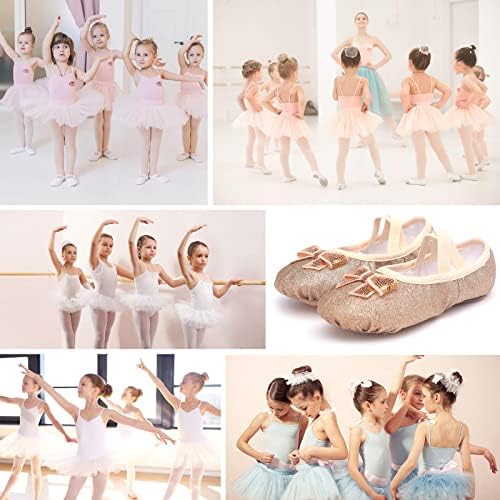 Девојки балетски чевли сјајни сплит-папучи за танцување дете дете за деца вежбаат чевли станови меки лесни со еластични ленти