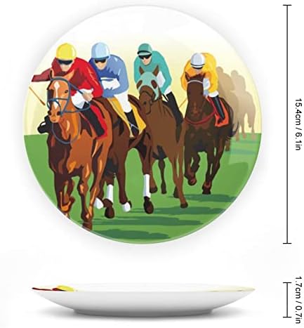 Цртани филмови за коњи декоративни плочи околу керамичка чинија коска Кина плоча со приказ за свадбени декор на забава