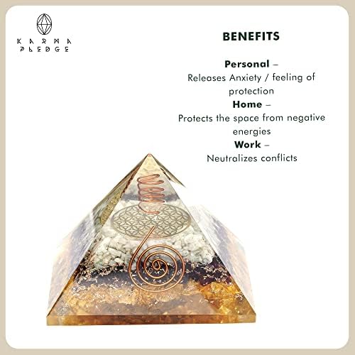 Ретка цитринска оргонитна пирамида за емоционално заздравување и заштита, лековити кристали на чакра за поголема свест и јасност на мислата,