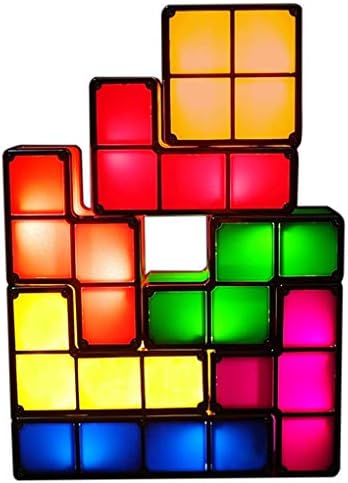 Beitai DIY Tetris загатка Светло лежерна предводена ламба за предводник конструктивен блок ноќ светло 3Д ретро игра кула ламба