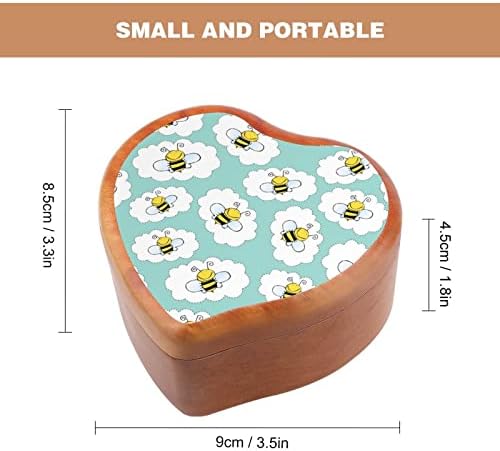 Пчели часовници Музичка кутија гроздобер дрвена музичка кутија во облик на срцеви кутии подароци