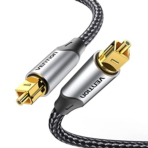 Вентент дигитален оптички аудио кабел најлонски плетенка влакна, тенок метал кутија, златен позлатен приклучок, 3,3ft тослинк со оптички влакна