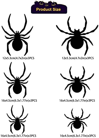 60 парчиња за Ноќта на вештерките и пајаците декор, 2022 година надградени 3Д лилјаци налепници за пајаци различни големини за еднократна