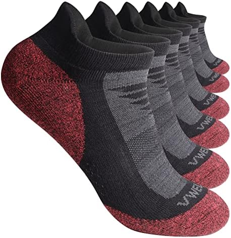 Влезни чорапи за глуждот VWELL за мажи, атмосферирани атлетски спортски чорапи со ниско ниво, 6-пара парчиња