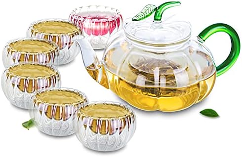 XJHOMA ROLLOWTY чај сет- тенџере со чајник од тиква и 6 мали мини чаши за чај