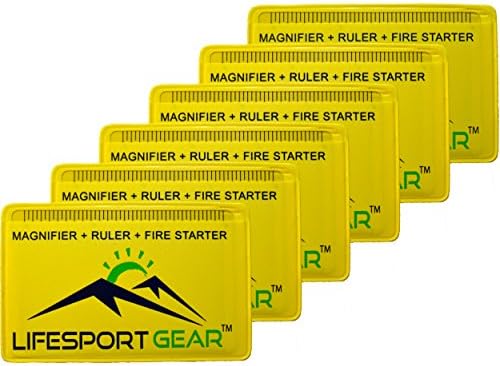 Lifesport Gear Fresnel Lens Pocket Creder Credit Cart Credit Cartist Size 6 Pack, преносен владетел и стартер за итни случаи со соларна
