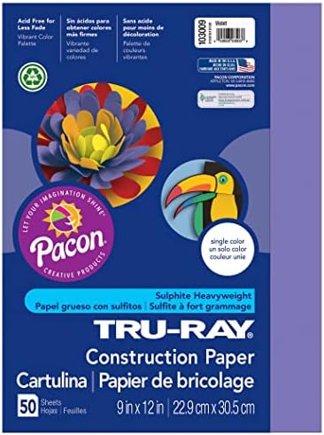 Тру-зрачна градежна хартија, виолетова, 9 x 12, 50 листови по пакување, 5 пакувања