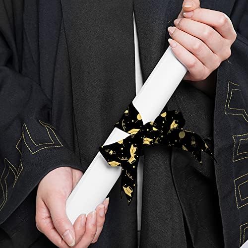 8 парчиња дипломирање панделки, златни црни капачиња за честитки за градење на зборови за украси со панделки 3 дворови, лента за дипломирање