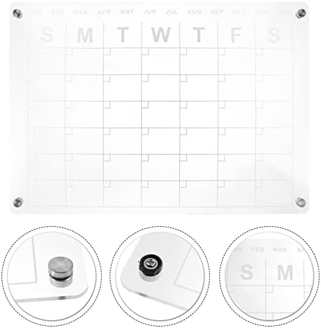Календар на фрижидер Тофику магнетна суво избришување календарска табла со акрилик за бришење на календарот чиста фрижидер бела табла Мала планер