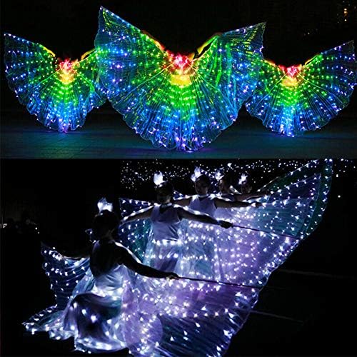 Ноќта на вештерките Бели танц предводени од ангелски крилја, бар -стомак танцување светло сцена носење 360 степени за изведба предводени крилја