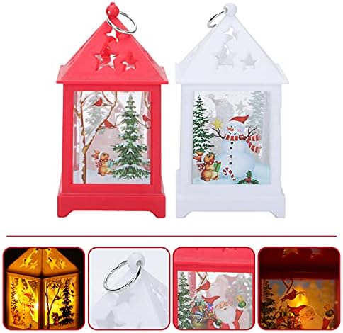 АБУФАН 2 парчиња Божиќни Декори Светлечки Украси За Мали Куќи Украсни Фенери За Бура За Божиќен Украс На Домот