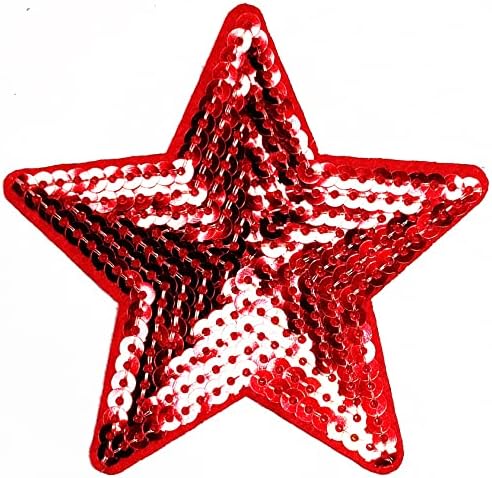 Реткосична лепенка црвени секвенци starвездени цртани филмови везени шие на лепенка торба торба маица фармерки велосипедистички значки