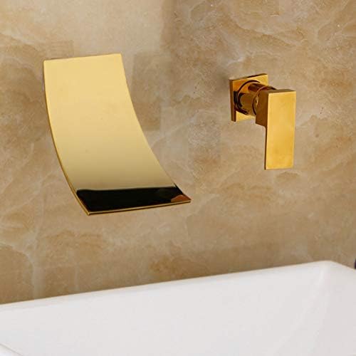 Ченф кујна чешма црна сликарство wallид монтиран водопад златен позлатен хром бања бања мијалник тапа единечна рачка топла и ладна миксер