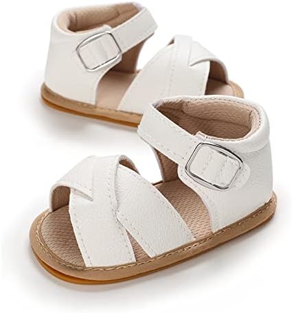 Сандали за девојчиња Гаизмими летни куповни чевли за новороденчиња за новороденчиња, пит, кожа мека гума ѓон први пешаци