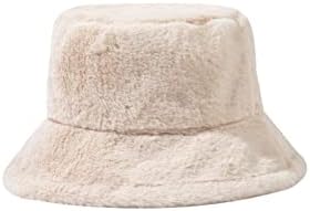 Womenените зимска плишана корпа капа меки факс крзно рибарско капаче зимско топло плишано меки капаче мека широка капа за забава